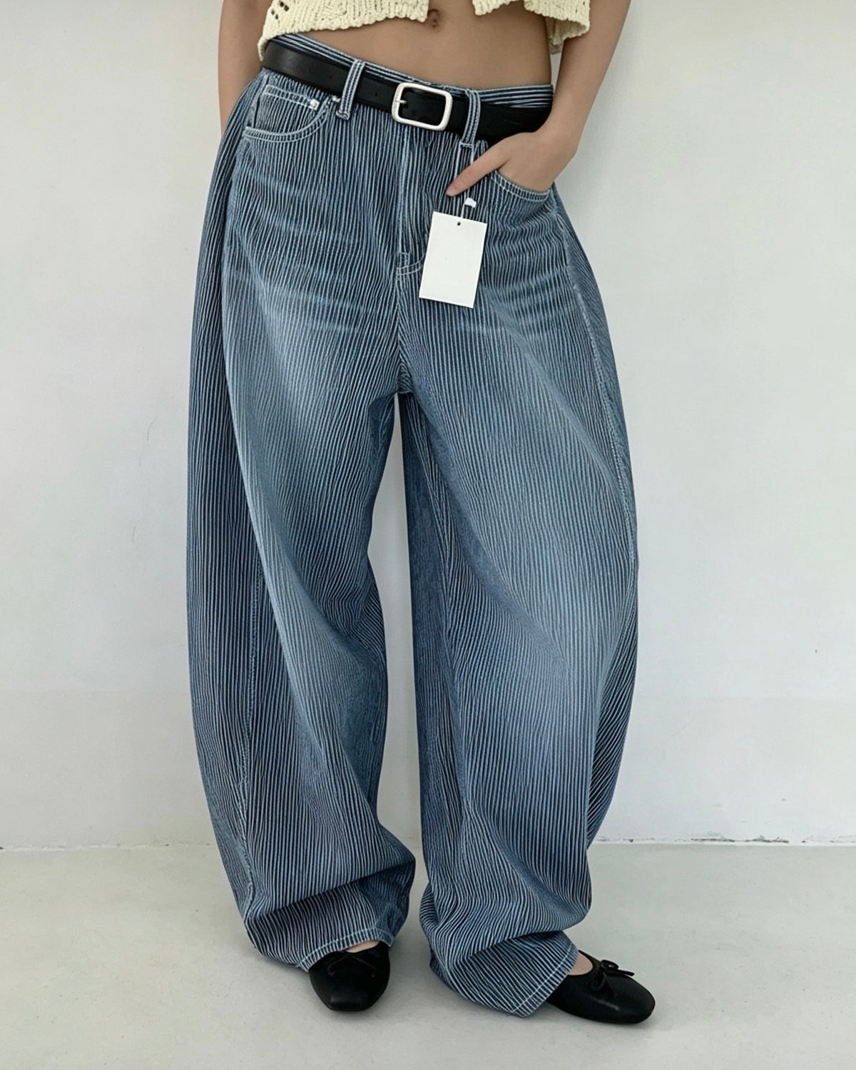 Stripe Ballon Denim Jeans