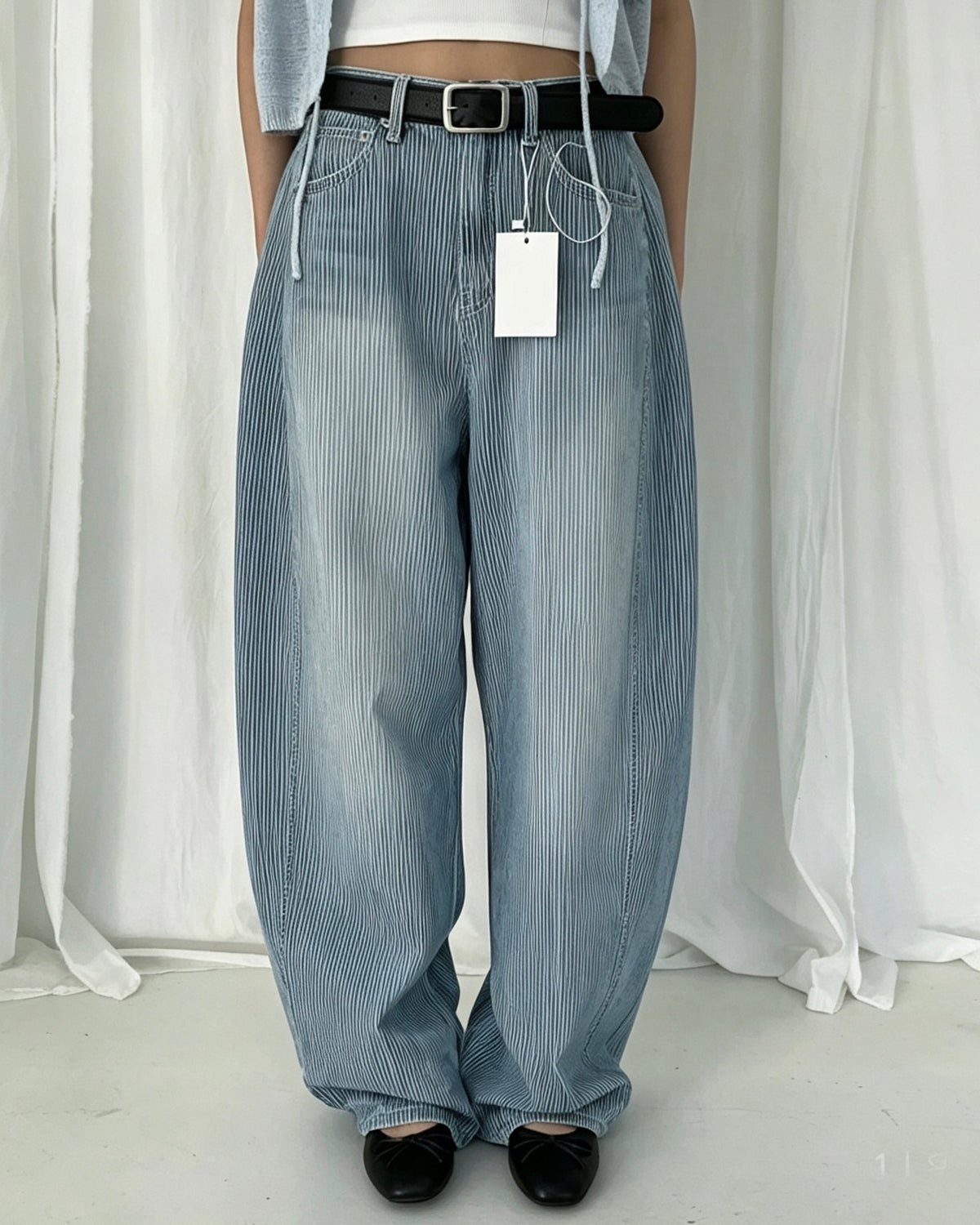 Stripe Ballon Denim Jeans