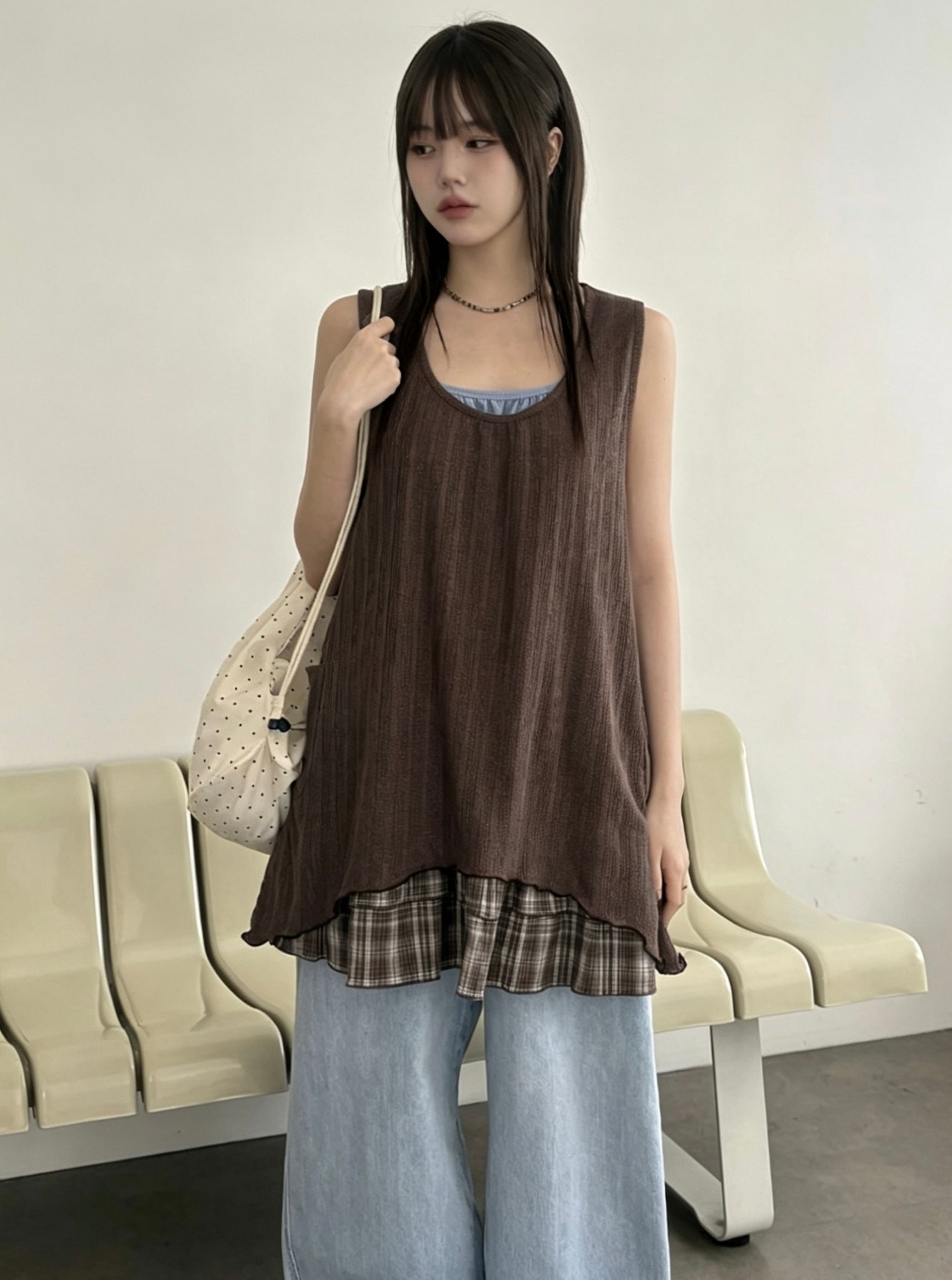 Plaid Layered Sleeveless Dress
