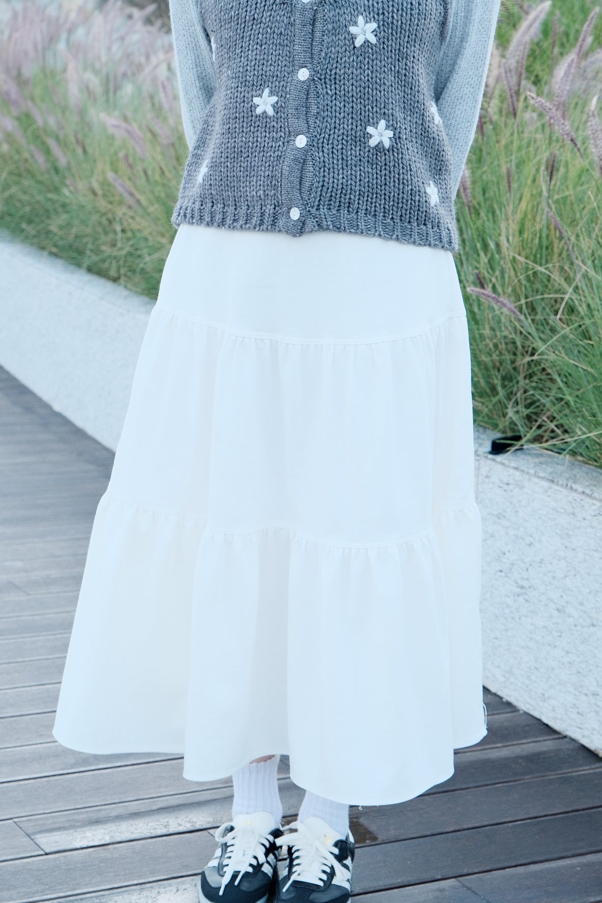 Draped High-waist Tiered Skirt