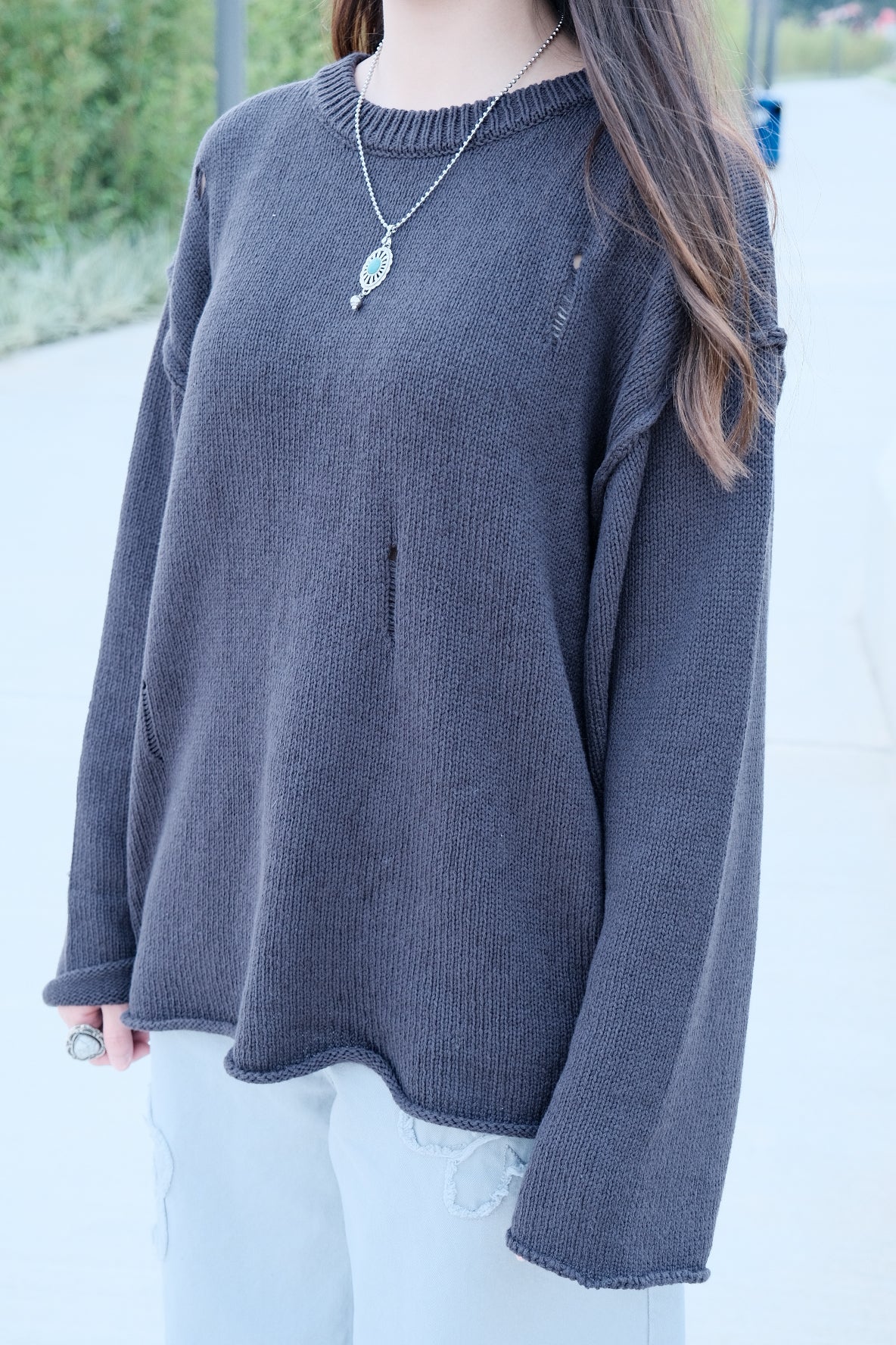 Distressed Hole Knit Sweater