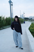 Floral Embroidered Curved Blade Pants