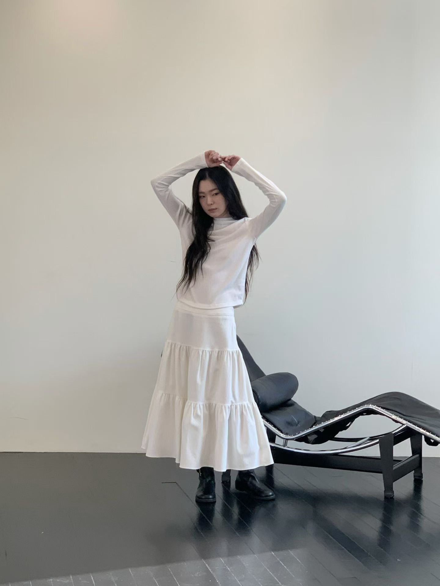 Draped High-waist Tiered Skirt
