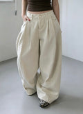 Wide Pintuck Denim Jeans