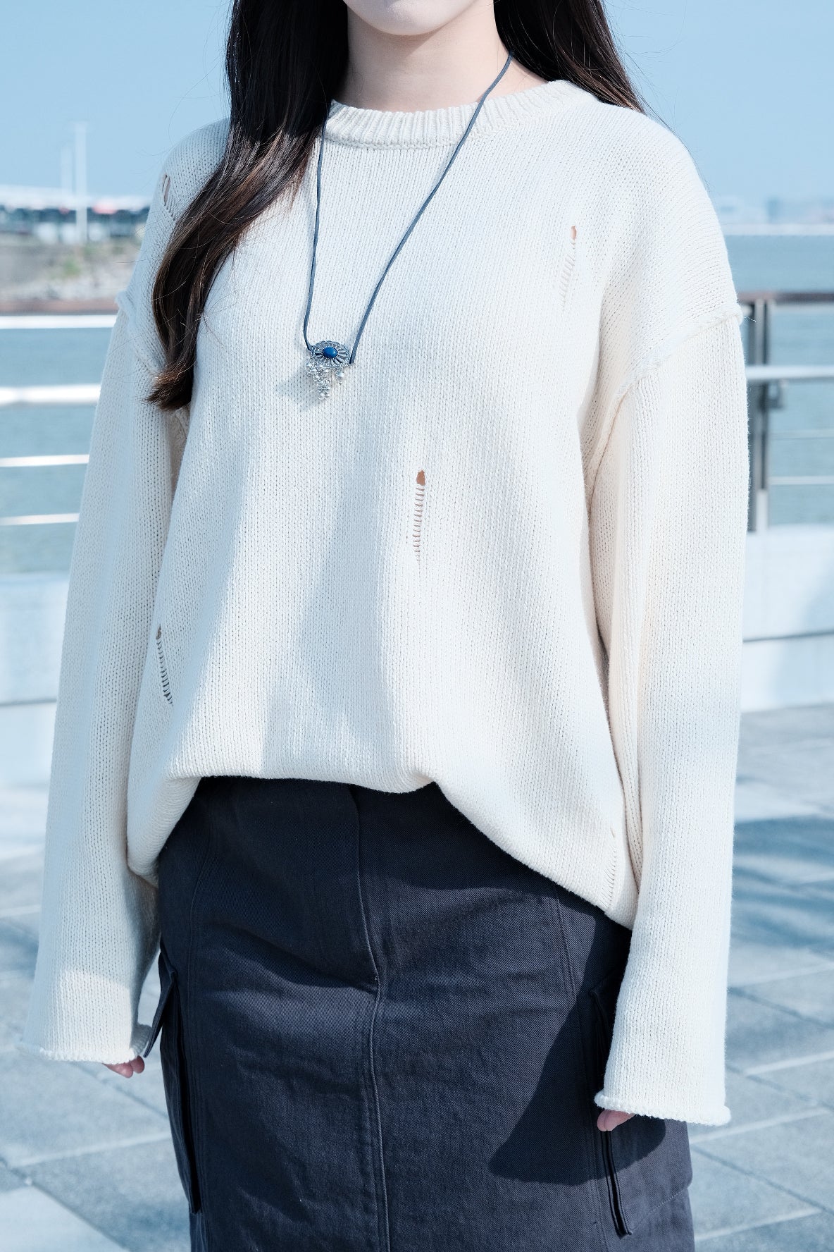 Distressed Hole Knit Sweater