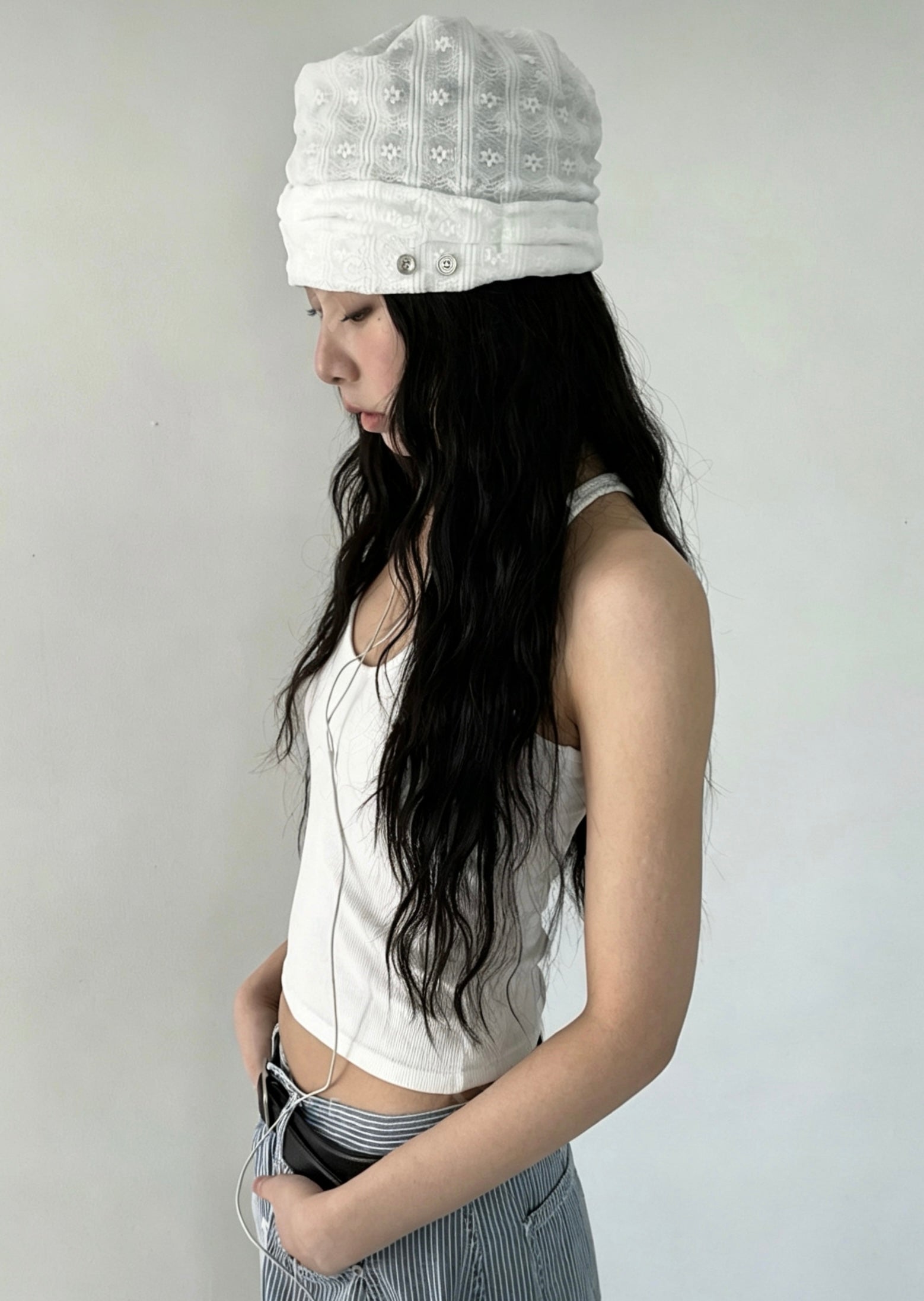Nylon Floral Beanie