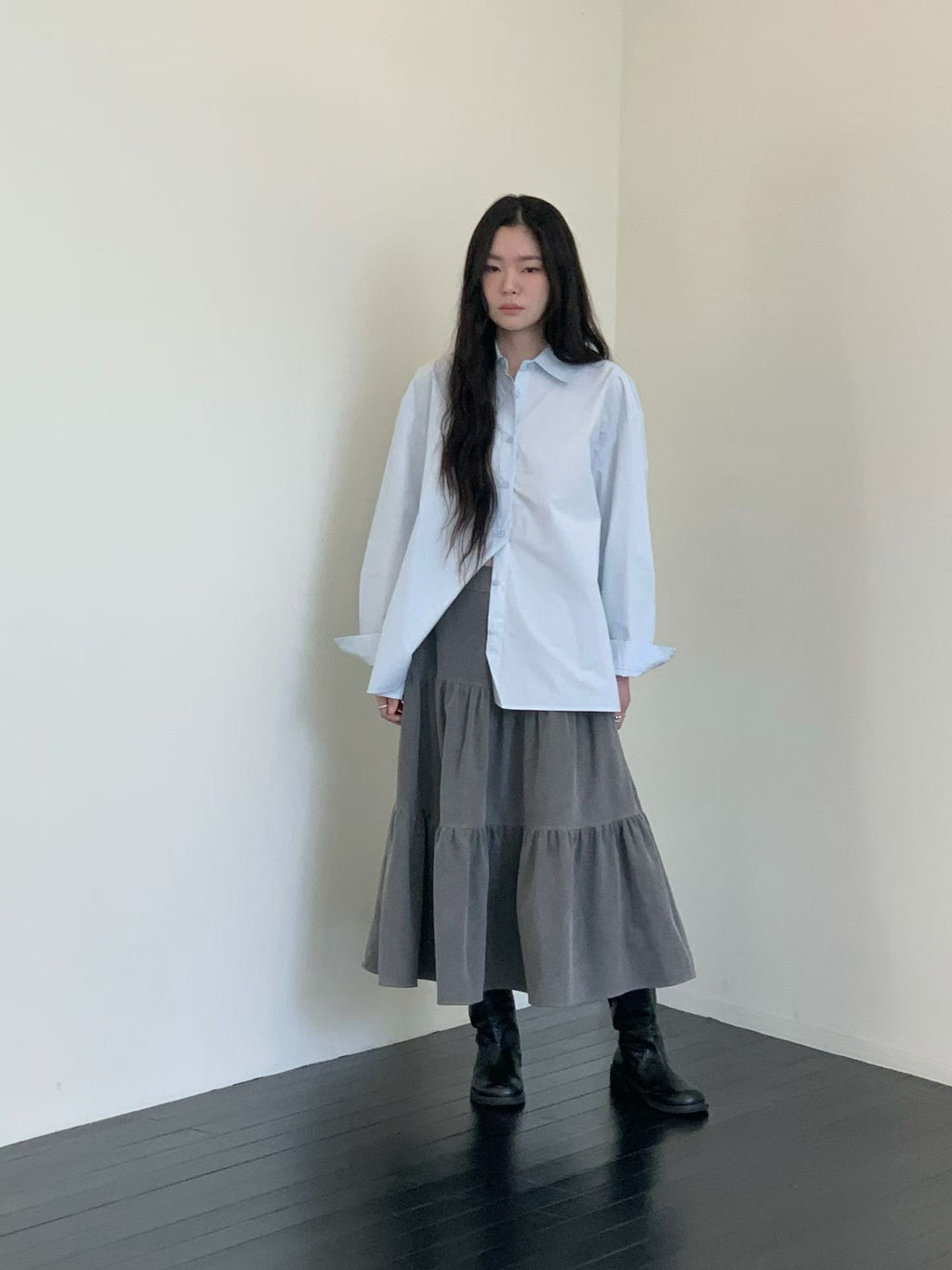 Draped High-waist Tiered Skirt