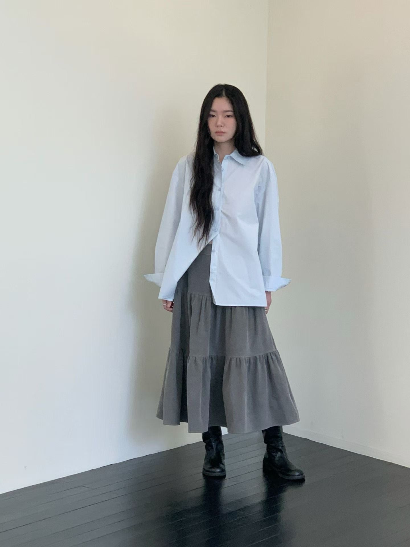 Draped High-waist Tiered Skirt