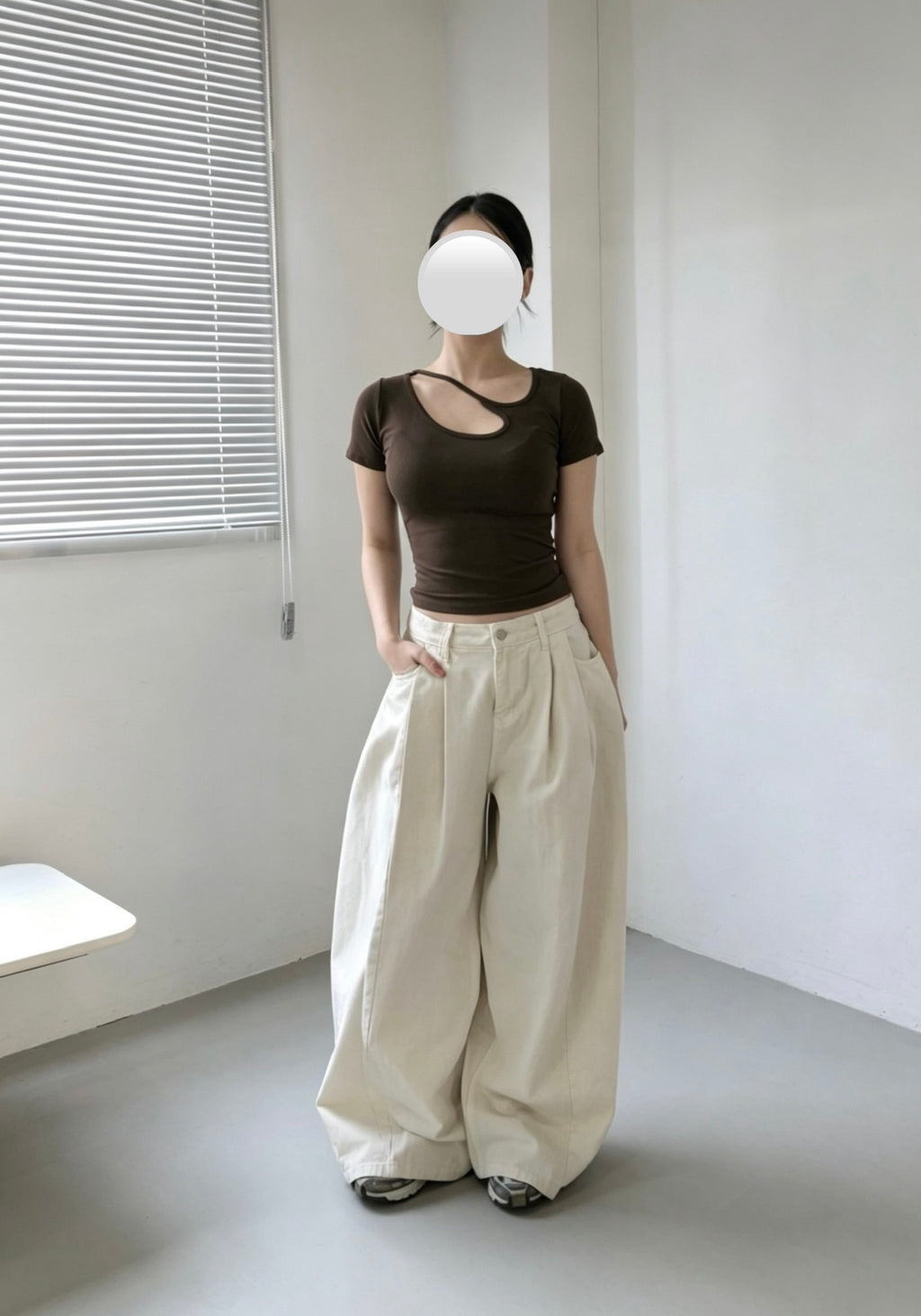 Wide Pintuck Denim Jeans