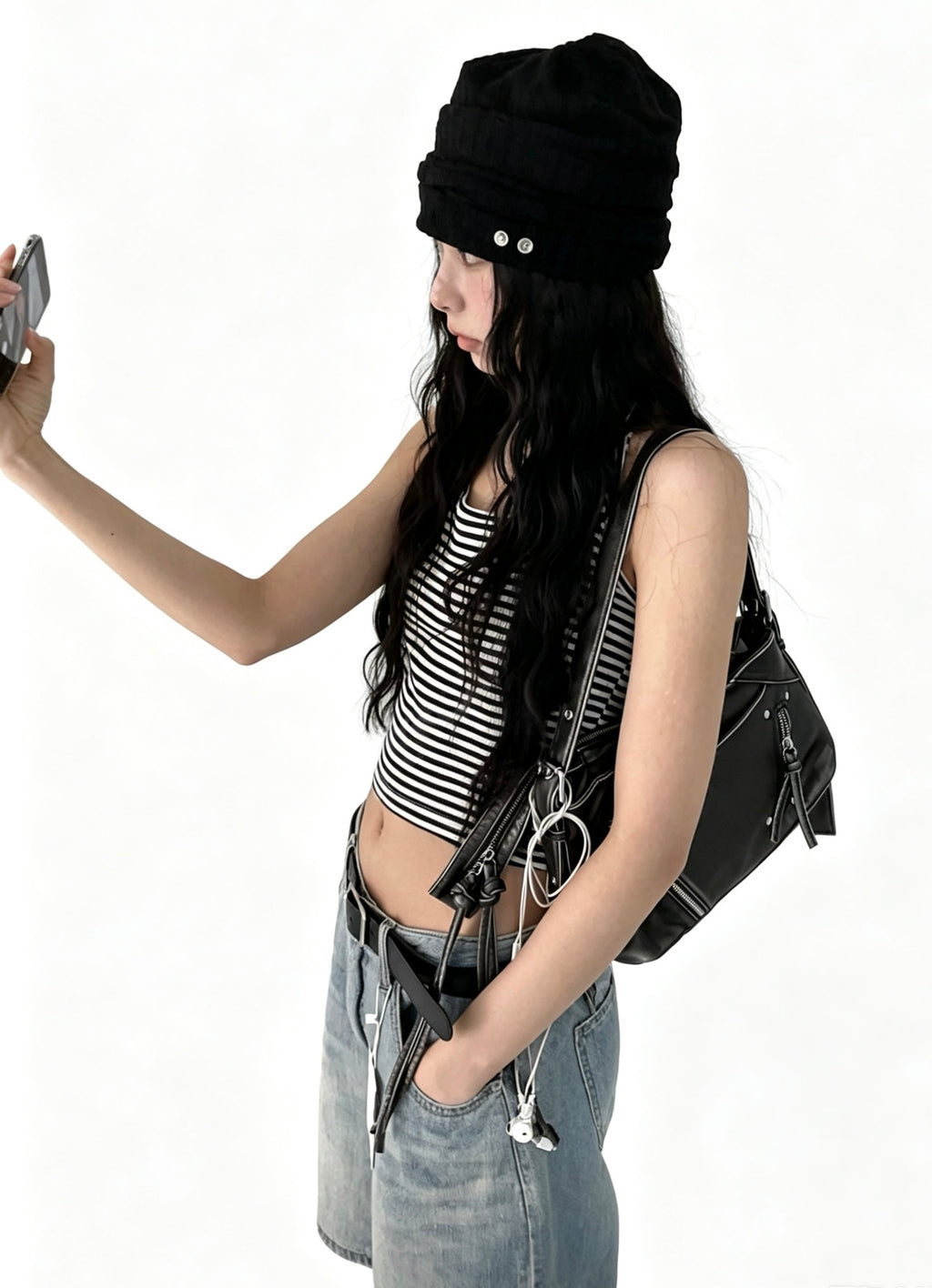 Nylon Floral Beanie