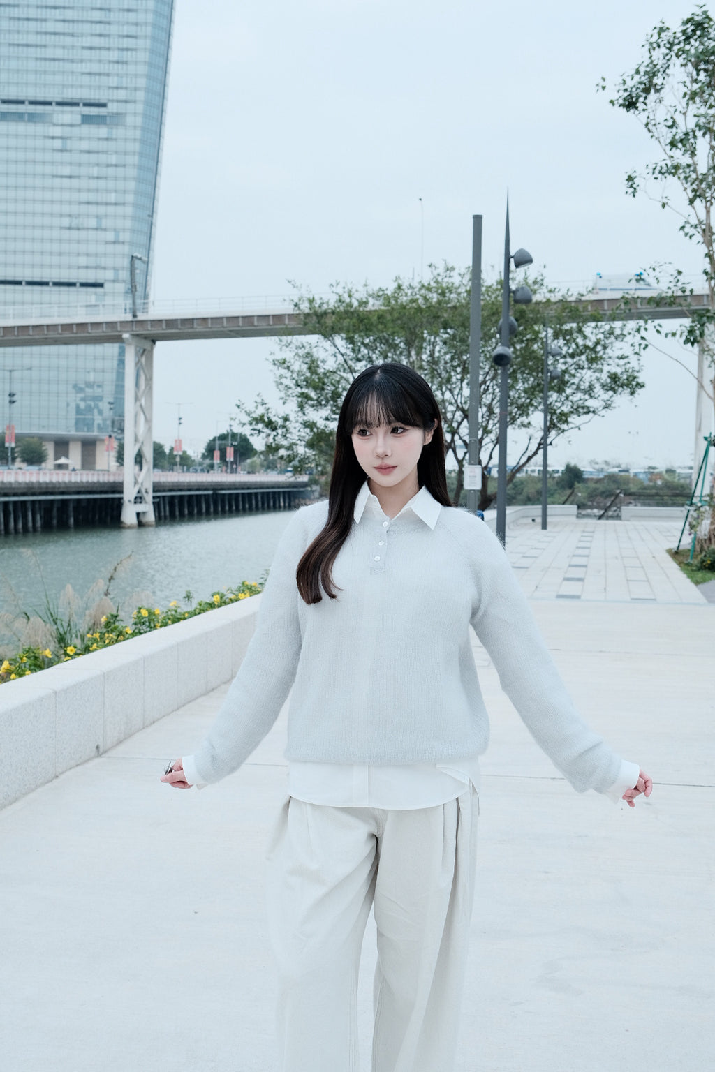 Semi-sheer Henley Neck Top