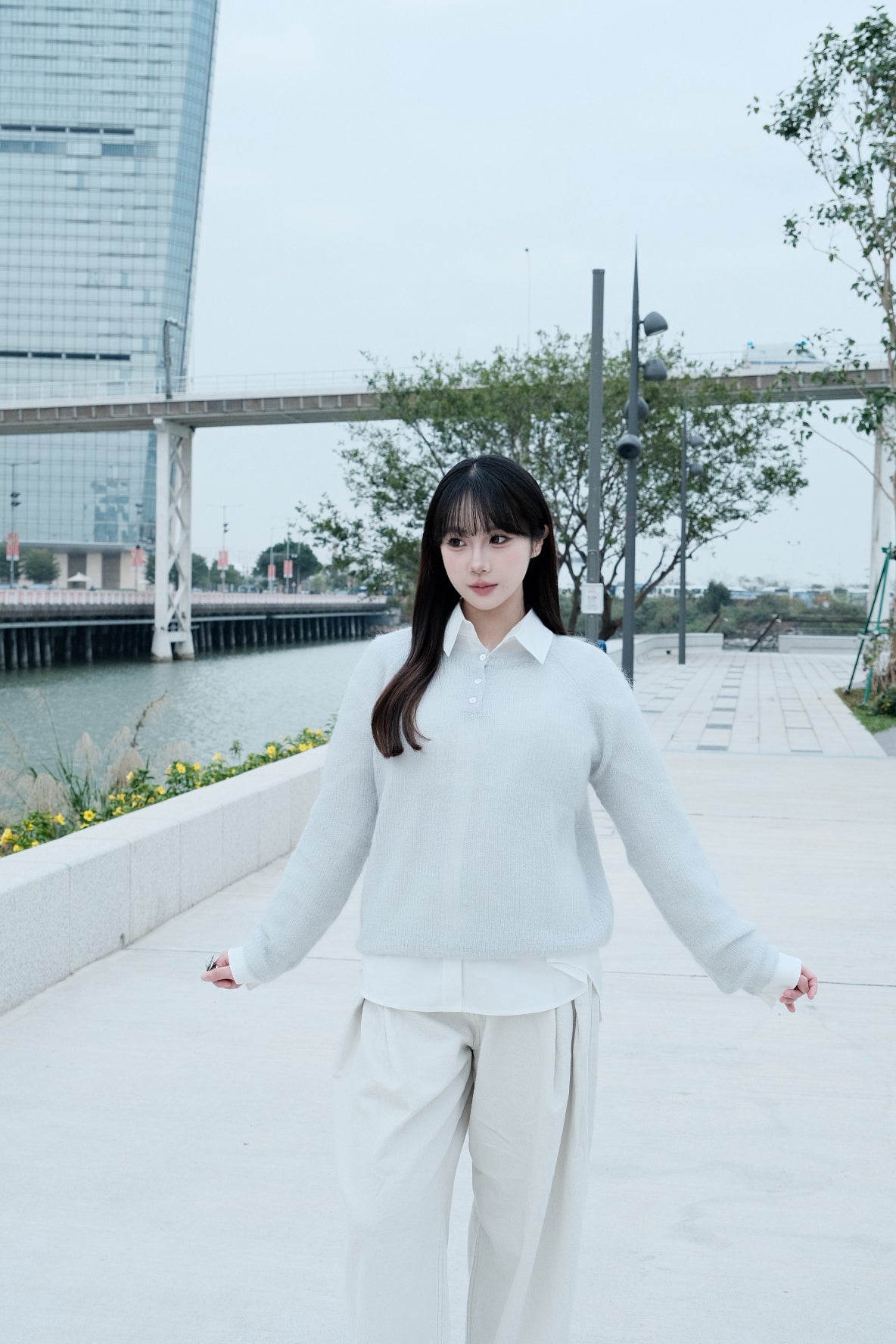 Semi-sheer Henley Neck Top